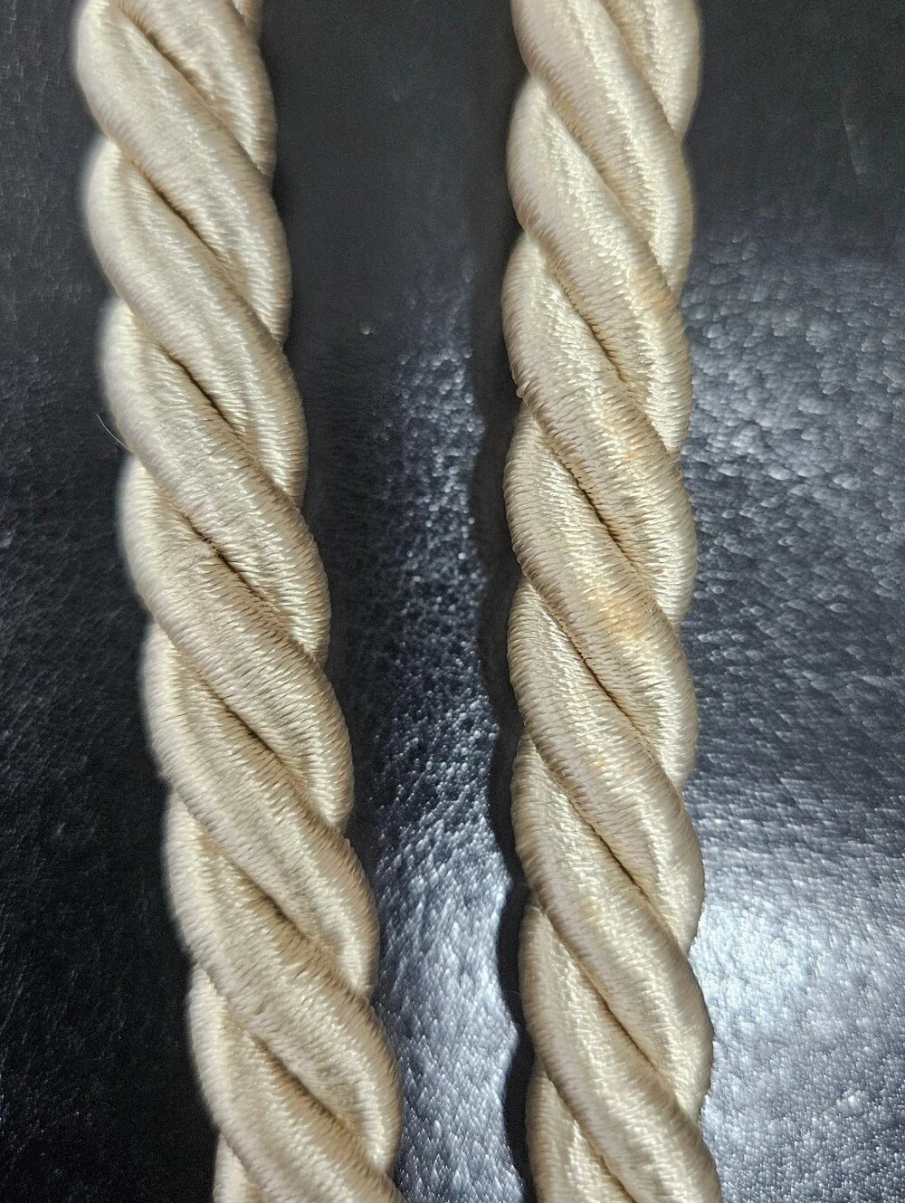 French Tassel Tiebacks PASSEMENTERIE Drape Curtain Braided Rope Tan Satin Sheen4